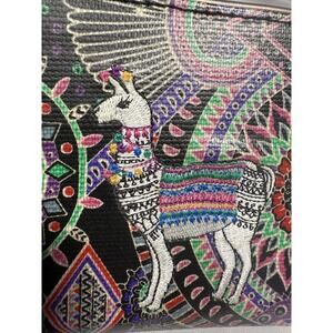 Sakroots Wallet  Zip Around Artist Circle Black Multi Color Llama‎ Mandala NWOT